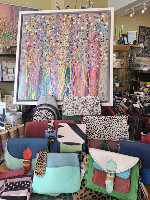 Soruka Recycled Leather Handbags from India.  Art by Marty Art